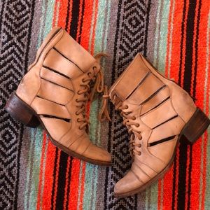 Freebird by Steven laser cut tan boots